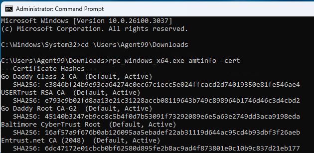 Figure 1: Available Certificates in the AMT Device